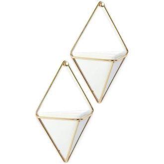 OEM [nunca Usado] Maceta Colgante Geom&eacute;trica Y Decoraci&oacute;n De Pared Para Plantas Peque&ntilde;as, Suculentas Y M&aacute;s. Color Blanco/plateado. Juego De 2