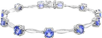 Diamond2Deal 925 Sterling Silver Tanzanite Tennis Bracelet 7.5
