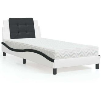 vidaXL Cama Con Colch&oacute;n Cuero Sint&eacute;tico Blanco Y Negro 80x200 Cm Vidaxl