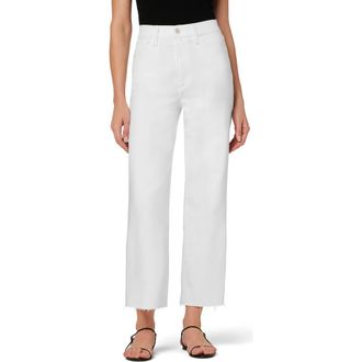 Joe's The Blake Raw Hem High Waist Crop Wide Leg Jeans in White at Nordstrom, Size 23