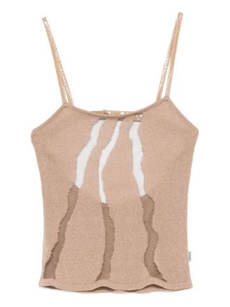 Versace 2000s zijden top met uitgesneden details - Beige