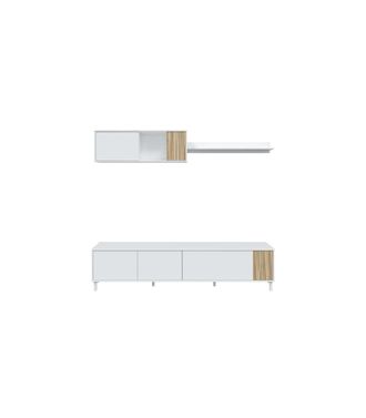 F.R.S. Frs - Mueble Tv Modelo Tempo En Natur/blanco. 200 Cm (ancho) X 47 Cm (alto) X 40 Cm (fondo)
