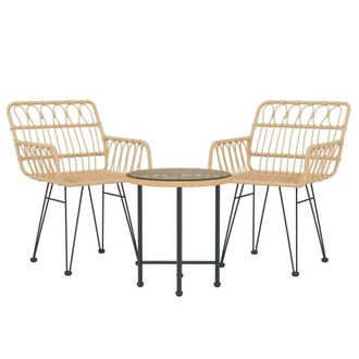 Berkfield Home Beautiful 3 Piece Garden Dining Set Poly Rattan in Light Tan