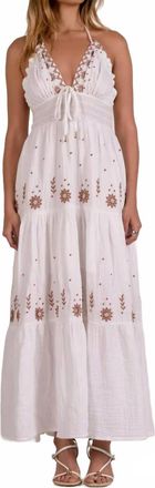 Elan Maxi V-Neck Dress In White