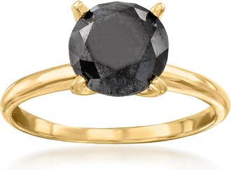 Ross-Simons Black Diamond Solitaire Ring in 14kt Yellow Gold