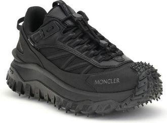 Moncler Womens Black Calf Leather Bos Taurus Athletic Sneakers