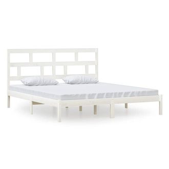 Berkfield Home Bed Frame White 180x200 cm Super King Size Solid Wood