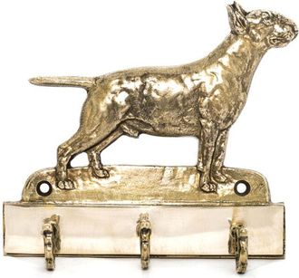 OEM Bull Terrier, Bull Terrier - Colgador De Llaves Con Perro, Soporte De Lat&oacute;n Para Accesorios De Perros, Elegante Decoraci&oacute;n Para El Pasillo De Art-dog