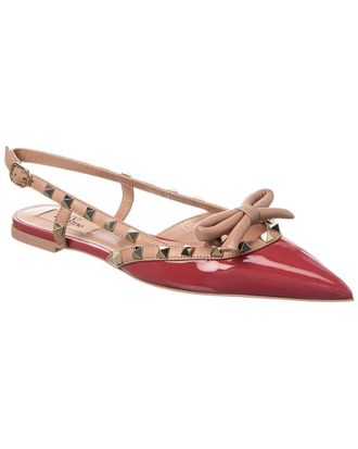 Valentino Rockstud Bow Patent Slingback Ballerina Flat