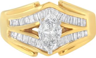 House of Brilliance 14KT Two-Toned Gold 1.0 cttw Diamond Cocktail Ring in Yellow at Nordstrom, Size 7