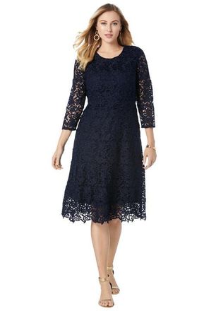 Jessica London Lace Fit & Flare Dress in Navy at Nordstrom, Size 22