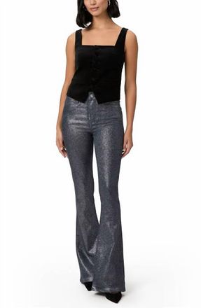 Paige High Rise Lou Lou Pants In Navy/silver