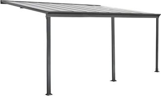 Sweeek P&eacute;rgola cochera de aluminio con canal&oacute;n integrado, 3x5m, antracita