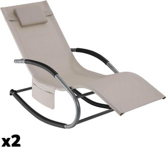 TecTake 2 tumbonas de jard&iacute;n, ergon&oacute;mica, funci&oacute;n oscilante, beige