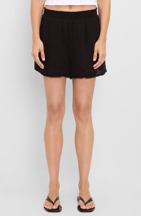 Michael Stars Alva Smocked Gauze Shorts in Black at Nordstrom, Size X-Small