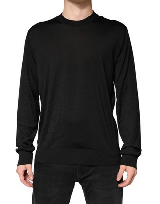Dolce & Gabbana Mens Silk Crew Neck Pullover Black