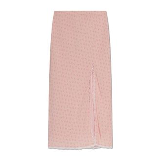 LoveShackFancy Loveshackfancy, Rokken, Dames, Roze, M, Leer, Lange Silvia Rok