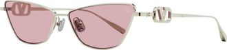 Valentino Womens V-Logo Sign Sunglasses VLS-135 C Silver 61mm