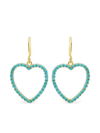 Jennifer Meyer 18K yellow gold Open Heart turquoise earrings - women - Turquoise/18kt Yellow Gold - One Size