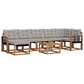 vidaXL Set Di Divani Da Esterno 8 Pz Grigio Naturale E Chiaro Vidaxl