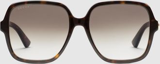 Gucci Rectangular Frame Sunglasses, Brown