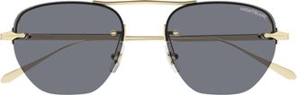 Montblanc Mb0404s Rimless Gold-Toned Sunglasses with Rectangular Lenses