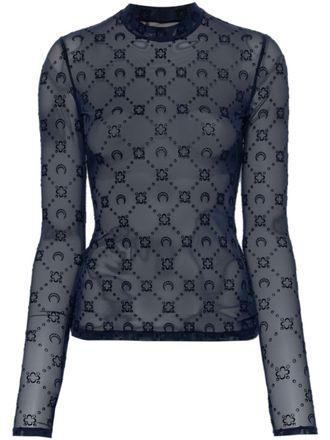 Marine Serre Top met lange mouwen - Blauw