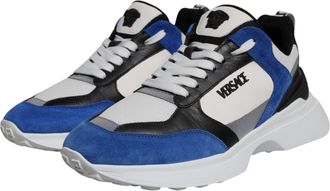 Versace Mens Multicolor Canvas Quad Fabric Medusa Low Top Sneakers Shoes Pu Pl Co