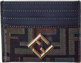Fendi Fendi Ff Diamonds Glazed Fabric & Leather Card Case