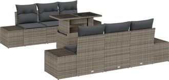 vidaXL Vidaxl - Garden Sofa Set with Cushion 7 pcs Grey 100 x 55 x 73 cm