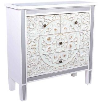 Wanderlust Deco Comoda De Madera Y Cristal De 4 Cajones 80x30x81