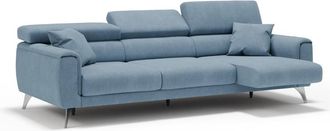 Divani.Store Sof&aacute; 3 plazas extensibles en tejido impermeable 244 cm azul pastel