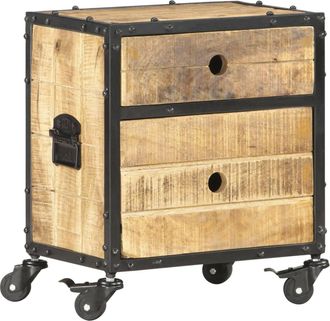 vidaXL Mesita De Noche De Madera De Mango Rugosa 40x30x50 Cm