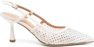 Chantal 70 mm leren pumps met hak - Beige