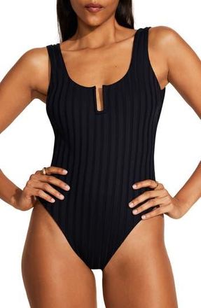Vitamin A Ursula U-Wire Rib One-Piece Swimsuit in Black Superib at Nordstrom Rack, Size Small