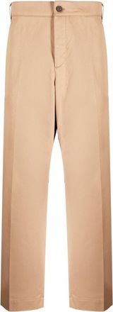 Maison Kitsuné straight-leg tailored trousers - men - Cotton - 42 - Brown