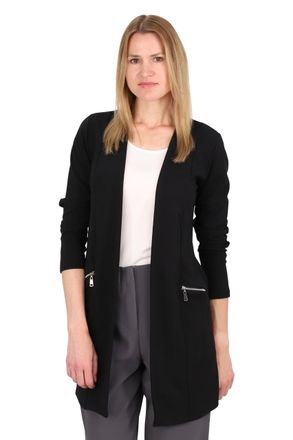 Malito more than fashion Malito 6041 Womens Long Sleeve Casual Blazer - Open Elegant Stretch Blazer - Soft & Figure-Hugging - Business Long Blazer, black, XL