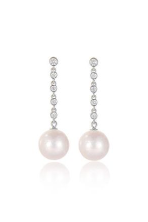Classicharms Electra Rivi&egrave;re Freshwater Pearl Drop Earrings in Silver at Nordstrom