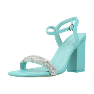 Menbur Sandalia Detalle Strass y Ta - Dames - Sandalen met hakken - Blauw - 38 EU - Leer - Schoenen