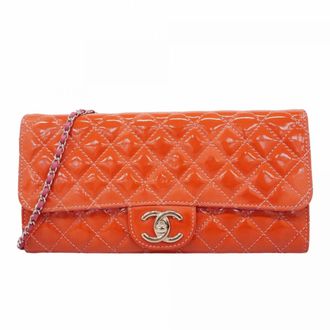 Chanel Red Color Patent Leather Chain/Shoulder Wallet (Pre-Owned)