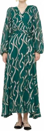 Oliphant Long Sleeve Wrap Dress In Borealis Jade