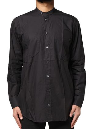 Dolce & Gabbana Black Cotton Button Down Men Casual Mens Shirt
