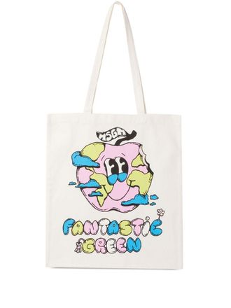 Msgm graphic-print tote bag - White