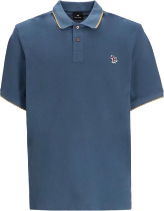 Paul Smith Polo in cotone con motivo zebra - Blu