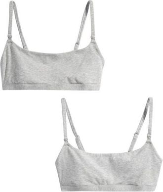 SKIMS 2-Pack Scoop Maternity/Nursing Bralettes in Light Heather Grey at Nordstrom, Size X-Large