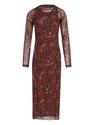 Osklen floral-print long-sleeve dress - women - Fabric - G - Red