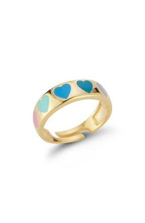 Sphera Milano 14K Gold Plated Adjustable Enamel Heart Ring at Nordstrom Rack, Size 6