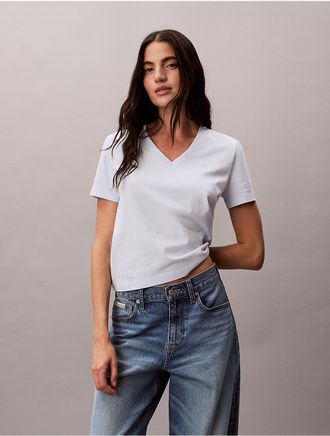 Calvin Klein Jeans Calvin Klein Womens Monogram V-Neck T-Shirt - Light/Pastel Blue - XL