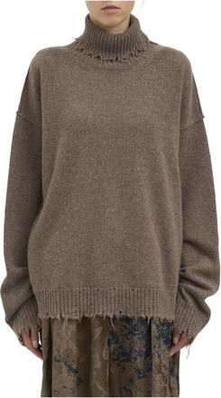 Uma Wang Maglia Collo Alto in Cashmere - Knitwear - Mujer - Marr&oacute;n - S