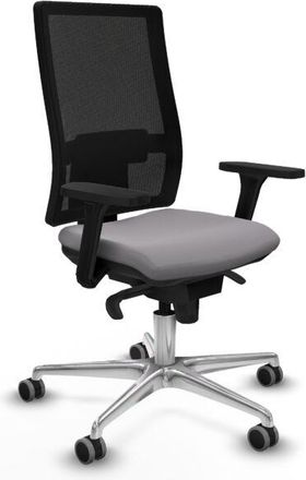 Piqueras y Crespo Piqueras Y Crespo - Horna sincro malla negra similpiel gris brazos 3D base aluminio ruedas 65mm engomadas